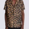 Leopard print silk pyjama shirt