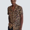 Leopard print silk pyjama shirt