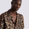 Leopard print silk pyjama shirt
