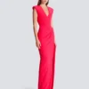 Long crepe dress with embellished detail
