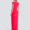 Long crepe dress with embellished detail