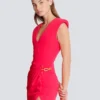 Long crepe dress with embellished detail