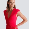 Long crepe dress with embellished detail