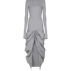 Long draped cotton knit dress