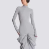 Long draped cotton knit dress
