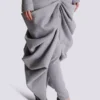 Long draped cotton knit dress