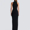 Long embroidered slit dress