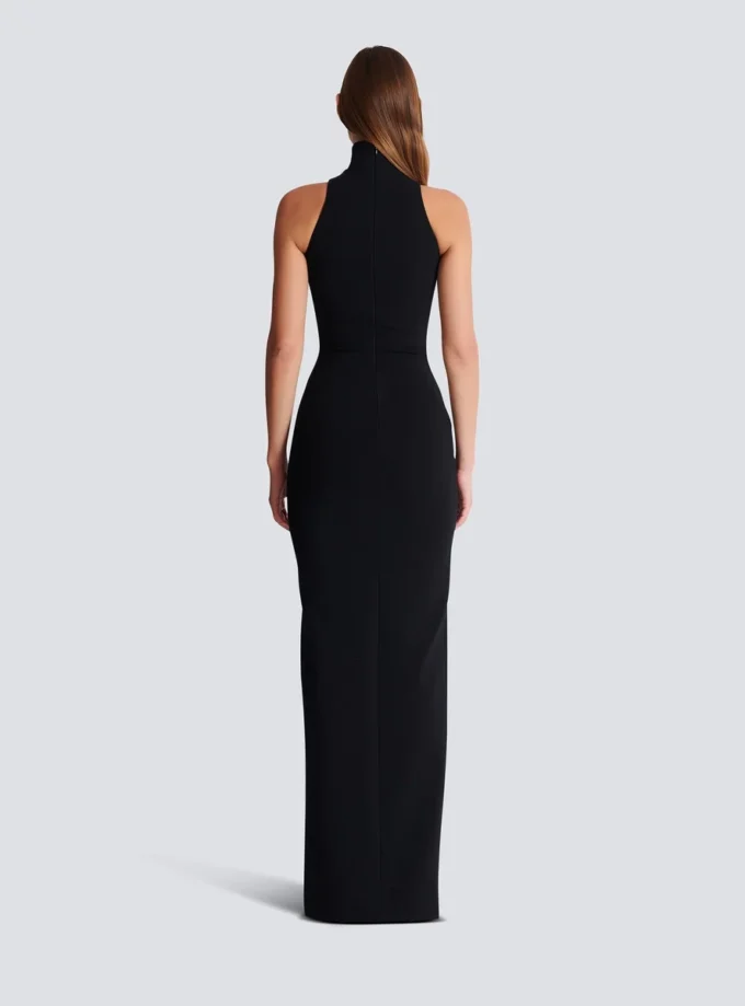 Long embroidered slit dress