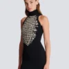 Long embroidered slit dress