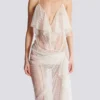 Long flowing dress with lace ruffles