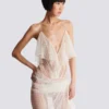 Long flowing dress with lace ruffles