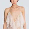 Long flowing dress with lace ruffles