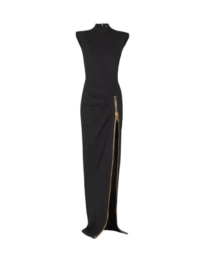 Long jersey dress with leg slit