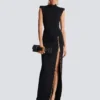 Long jersey dress with leg slit