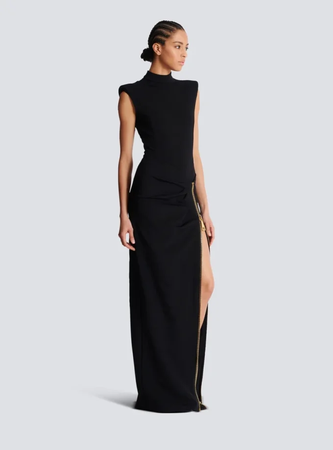 Long jersey dress with leg slit