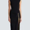 Long jersey dress with leg slit