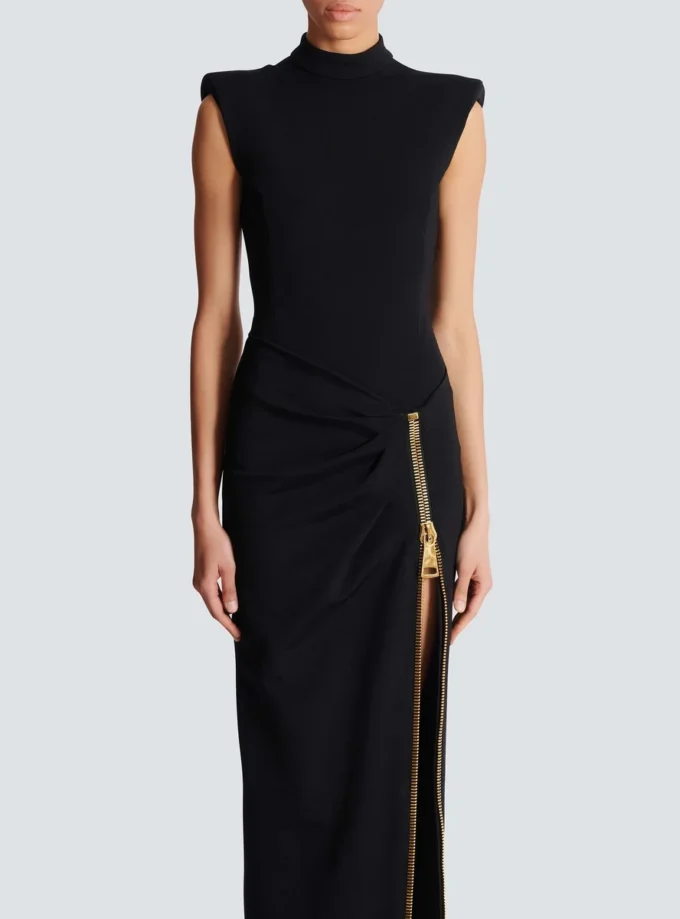 Long jersey dress with leg slit