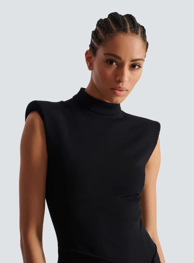 Long jersey dress with leg slit
