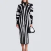Long knit dress with zebra intarsia