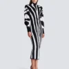 Long knit dress with zebra intarsia
