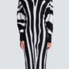 Long knit dress with zebra intarsia