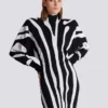 Long knit dress with zebra intarsia