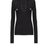 Long-sleeved lace-up top