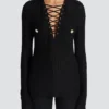 Long-sleeved lace-up top