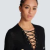 Long-sleeved lace-up top