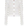Long-sleeved tweed-effect knit cardigan