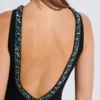 Long sleeveless dress in embroidered velvet