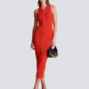 Long sleeveless dress in knit