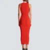 Long sleeveless dress in knit
