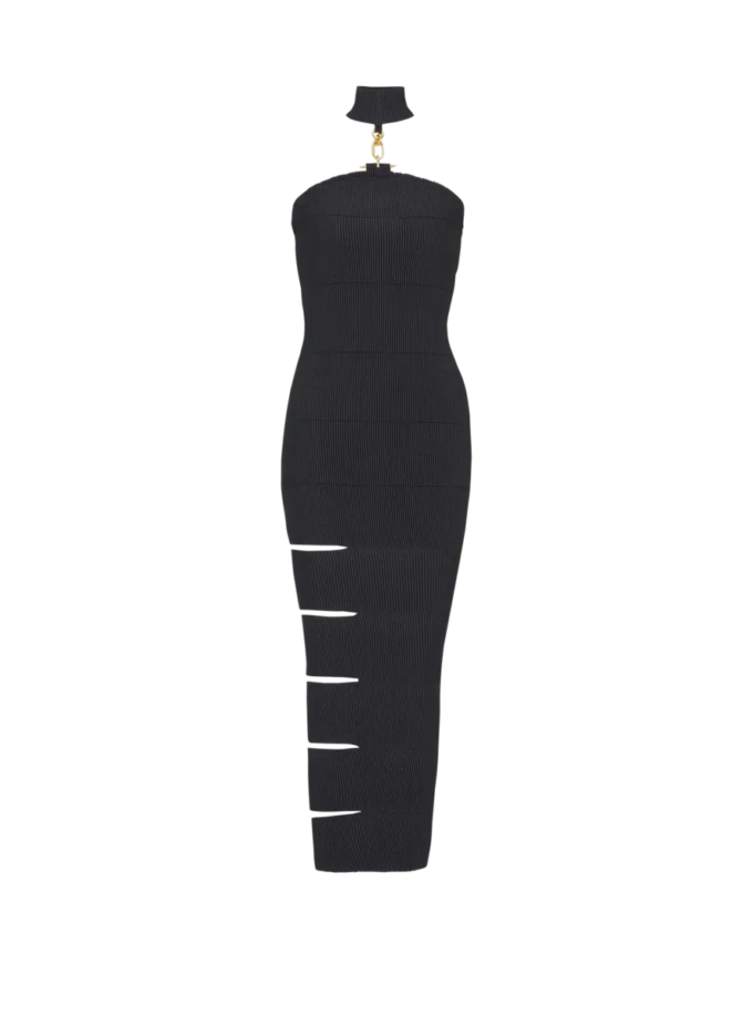 Long sleeveless dress with embellished detail