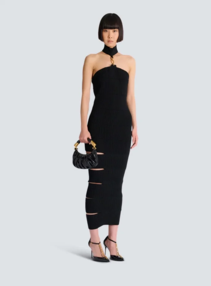Long sleeveless dress with embellished detail