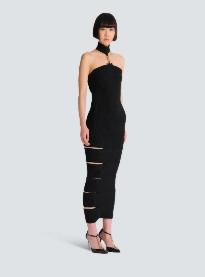 Long sleeveless dress with embellished detail