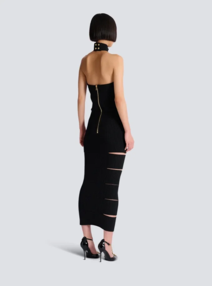 Long sleeveless dress with embellished detail