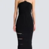 Long sleeveless dress with embellished detail
