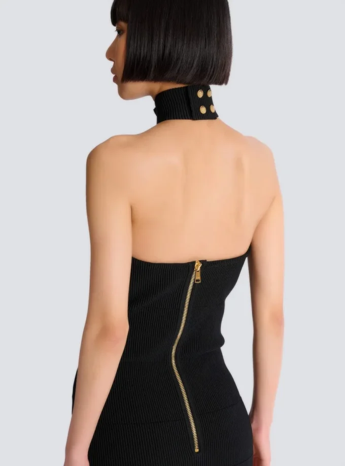 Long sleeveless dress with embellished detail