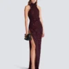 Long sleeveless sequin dress