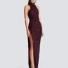 Long sleeveless sequin dress
