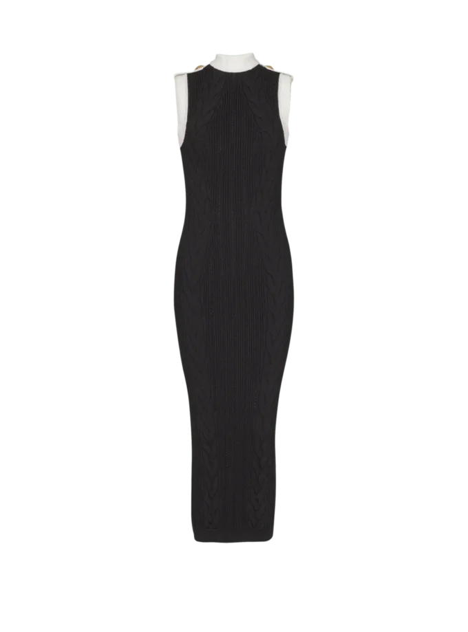 Long two-tone cable-knit dress
