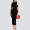Long two-tone cable-knit dress