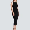 Long two-tone cable-knit dress