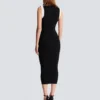 Long two-tone cable-knit dress