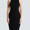 Long two-tone cable-knit dress