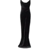 Long velvet dress with embellished straps