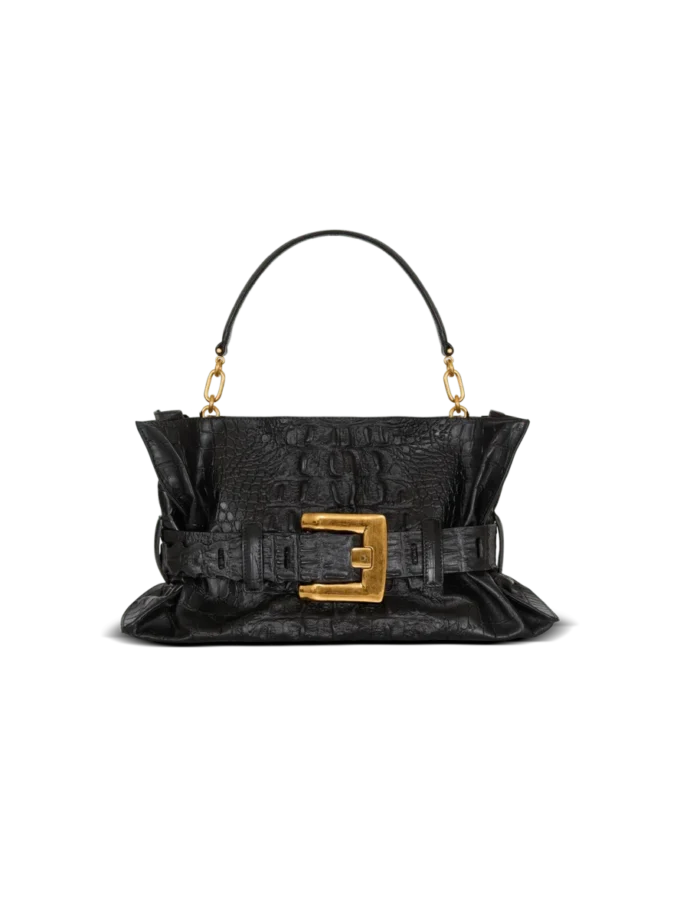 Medium Anthem bag in embossed crocodile-print calfskin