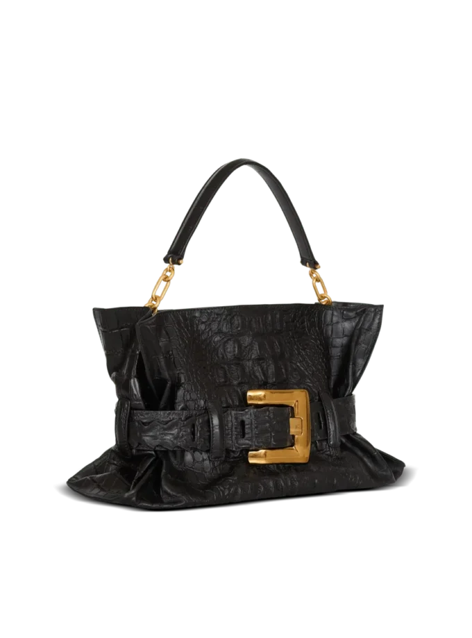 Medium Anthem bag in embossed crocodile-print calfskin