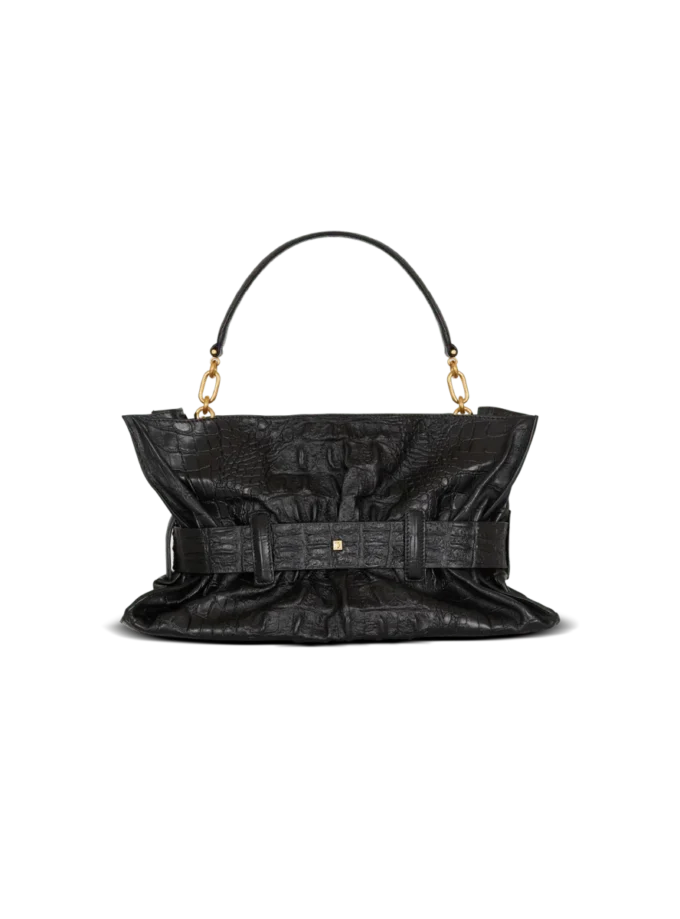 Medium Anthem bag in embossed crocodile-print calfskin